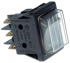 Выключатель балансирный монтажные размеры 30x22 мм чёрн. 2CO 230В присоединение плоский штекер 6,3 мм