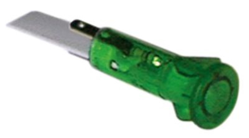 Лампочка сигнальная ø 10мм 230В зелён. присоединение плоский штекер 6,3 мм