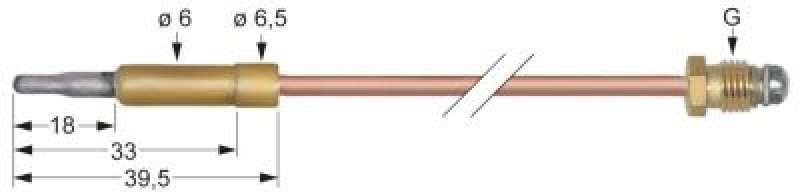 Термоэлемент M8x1 Д 750мм плоский штекер ø6,0 мм острие алюминированное