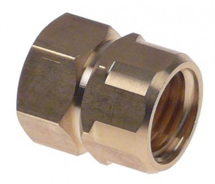 Втулка для резьбового соединения резьба M16 слева латунь Д 25мм ширина зева ключа 20 верхняя часть