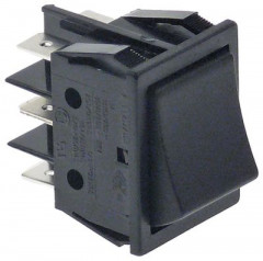 Выключатель балансирный монтажные размеры 30x22 мм чёрн. 2CO 250В присоединение плоский штекер 6,3 мм