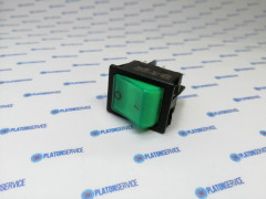 Выключатель балансирный монтажные размеры 30x22 мм зелён. 2NO 250В