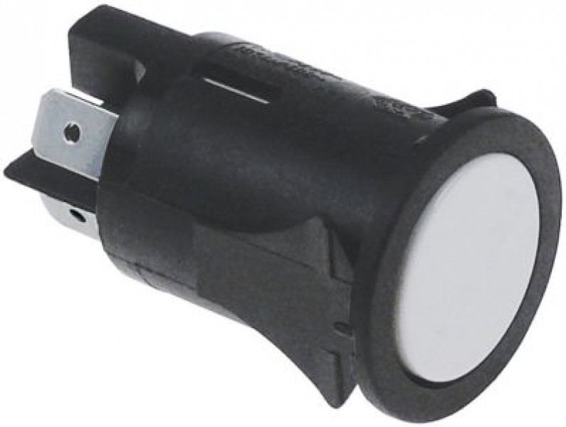 Выключатель кнопочный монтажные размеры ø25 мм бел. 2NO 250В присоединение плоский штекер 6,3 мм