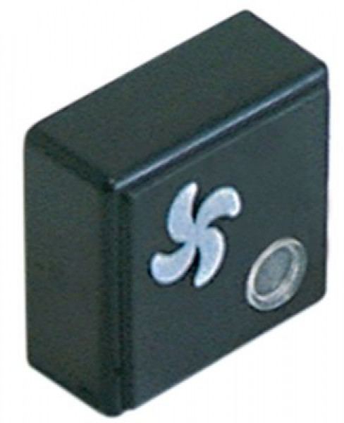 Выключатель нажимной кнопочный чёрн. вентиляция с линзой размер 23x23мм