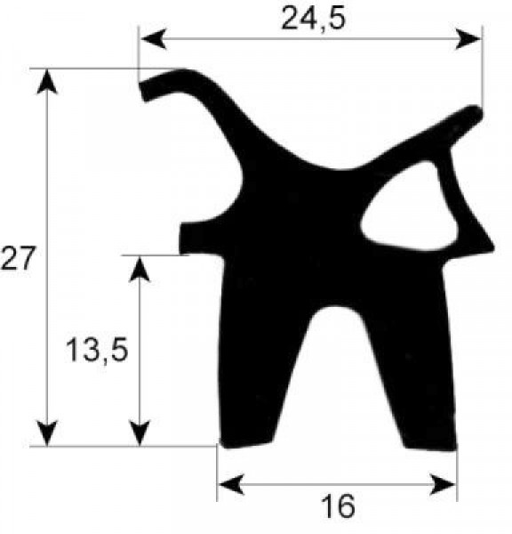 Уплотнитель дверной профиль 2415 Д 695мм монтаж. поз-ция сверху/снизу Кол-во в уп-вке 1
