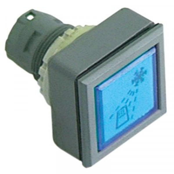 Блок переключателя голуб. сушка  тип нажим. монтажные размеры ø16/24x24 мм квадратн.