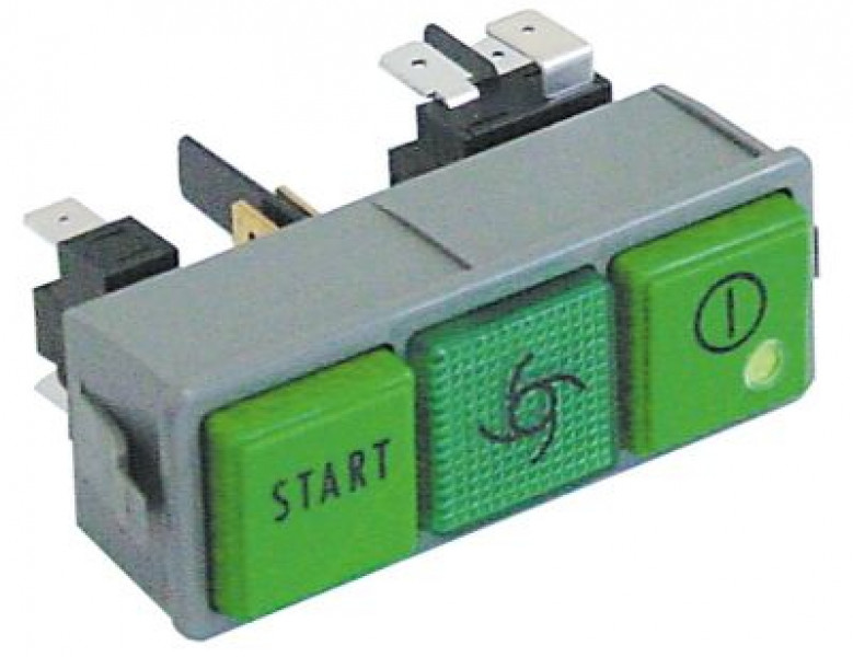 Комплект кнопок монтажные размеры 28,5x77,5 мм зелён. 2CO/лампа /1NO 250В