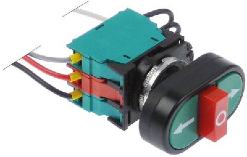 Выключатель нажимной кнопочный монтажные размеры ø22 мм зелён./красн. 1NO/1NC/1NO