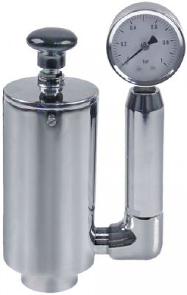 Арматура предохранительная резьба 1" хромированная латунь  ø 68мм В 180мм с манометром