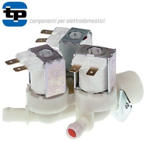 Клапан электромагнитный тройн. прямой пластмасса темп. макс. 90°C вход 3/4" 230 В перем. тока TP