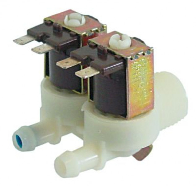 Клапан электромагнитный двойн., с переходником   прямой пластмасса