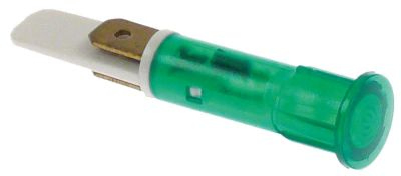 Лампочка сигнальная ø 10мм 230В зелён. присоединение плоский штекер 6,3 мм