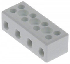 Зажим фарфоровый расст-ние меж. отвер-ми 15мм В 17мм Д 53мм Ш 21мм темп. макс. 200°C 4-полярн.