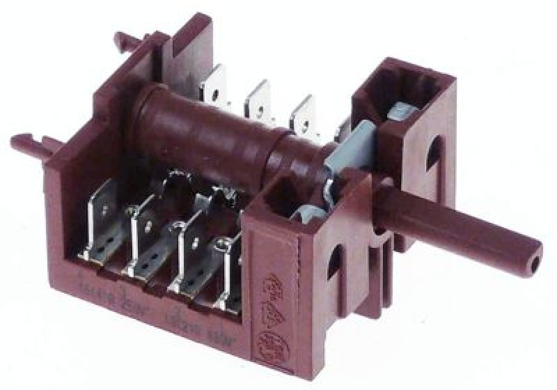 Переключатель выступающий 16А ø ось 6x4,6мм длина оси 23мм присоединение плоский штекер