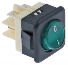 Выключатель балансирный монтажные размеры 27,8x25 мм зелён. 2NO 250В