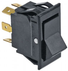 Выключатель балансирный монтажные размеры 37x21 мм чёрн. 2CO 250В присоединение плоский штекер 6,3 мм