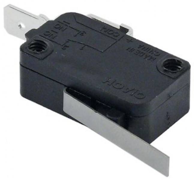 Микровключатель приводится в действие при помощи рычага 250В 16А