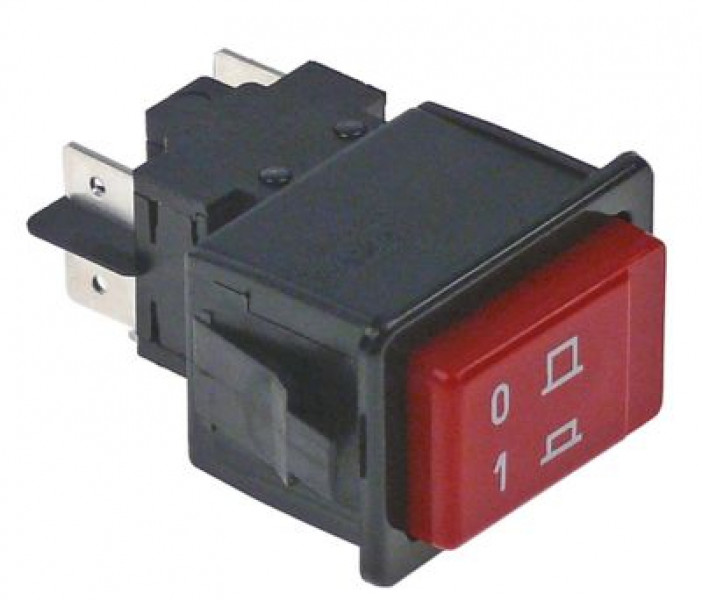 Выключатель кнопочный монтажные размеры 34x23 мм красн. 2NO 250В