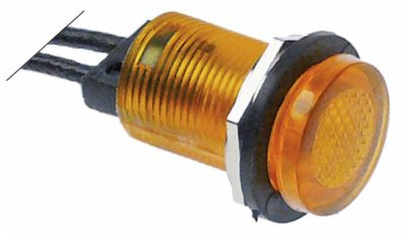 Лампочка сигнальная ø 12мм 380В жёлт. присоединение кабель длина провода 200мм