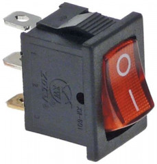 Выключатель балансирный монтажные размеры 19x13 мм чёрн. 1NO 250В присоединение плоский штекер 4,8 мм