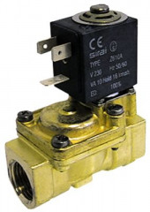 Клапан электромагнитный латунь DN 135мм присоединение 1/2&quot; Д 66мм вход 1/2&quot; 2-ходов.