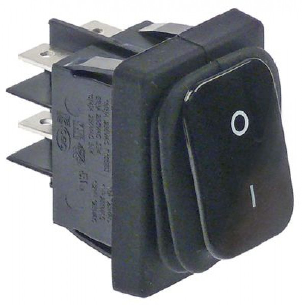 Выключатель балансирный монтажные размеры 30x22 мм чёрн. 2NO 250В присоединение плоский штекер 6,3 мм