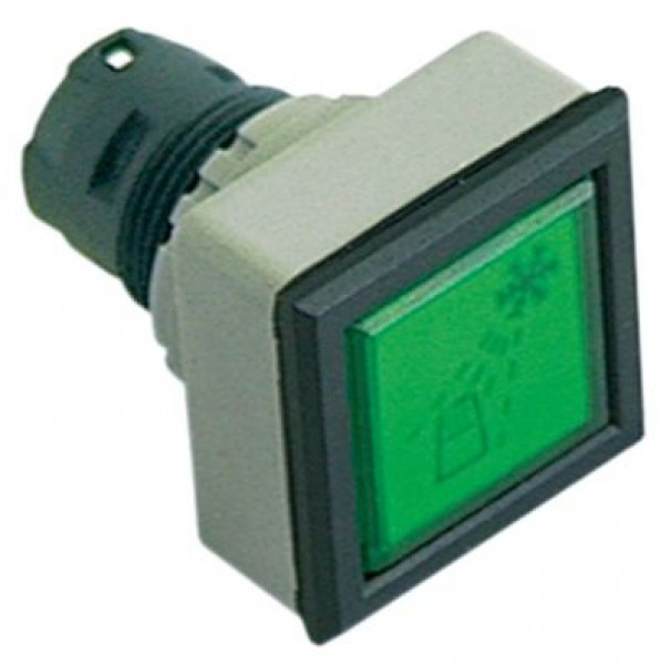 Блок переключателя зелён. охлаждение тип нажим. монтажные размеры ø16/24x24 мм квадратн.