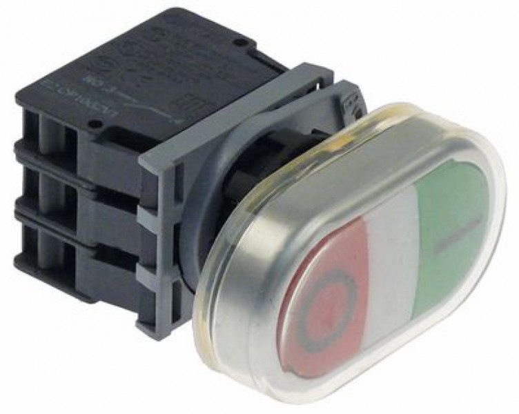 Выключатель нажимной кнопочный монтажные размеры ø22 мм красн./зелён.