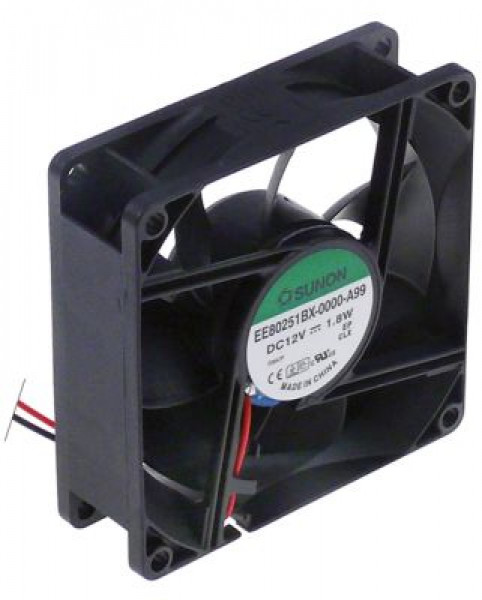 Вентилятор осевой  12VDC 18Вт Д 80мм Ш 80мм В 25мм подшипник шарикоподшипник