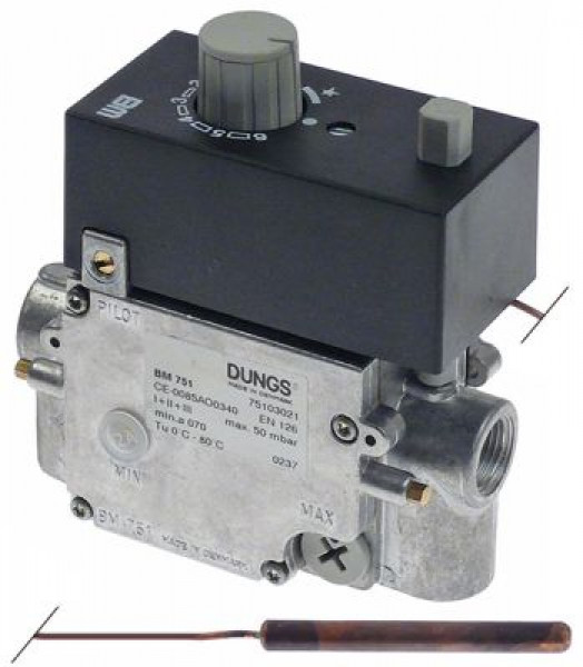 Термостат газовый тип BM 751 0-80°C вход для газа 1/2" МЖ 0,7мм выход для газа 1/2"