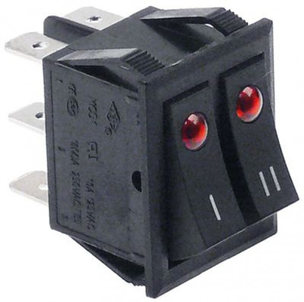 Выключатель балансирный монтажные размеры 30x22 мм оранжев./оранжев. 1NO/1NO 250В