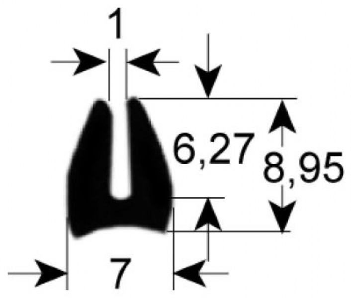 Уплотнитель для стекла профиль 1560 Д 5400мм монтаж. поз-ция  - Кол-во в уп-вке 1