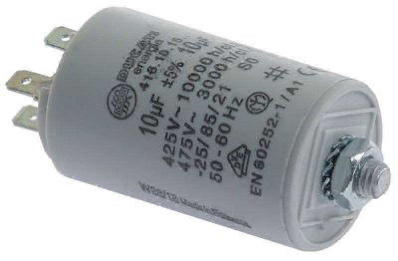 Конденсатор рабочий 450В пластмасса M8 присоединение F6,3 ø 36мм Д 61мм