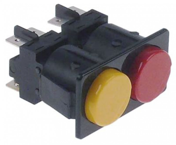 Комплект кнопок монтажные размеры 28,5x52,6 мм жёлт./красн. 2NO/2NO 230В