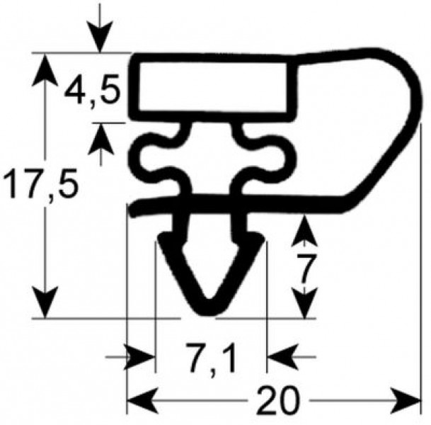 Уплотнитель изоляционный профиль 9153 Ш 477мм Д 647мм посадочный размер