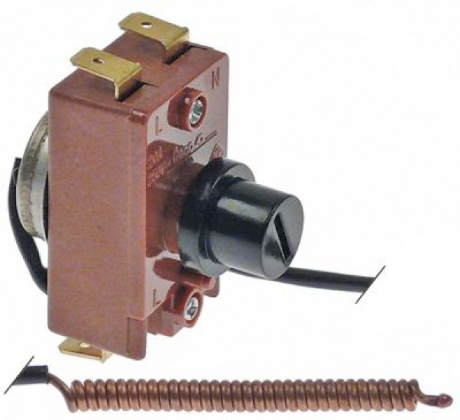 Термостат защитный темп. выкл. 115°C 2-полярн. 2NC 16А ø датчик 6мм Д датчик 69мм