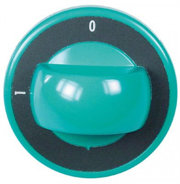 Рукоятка регулировочная переключатель 0-1 ø 70мм ø ось 6x4,6мм срез сверху бирюзов.